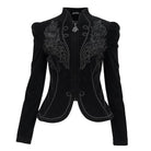 DEVIL FASHION Women's Gothic Stand Collar Floral Embroidered Jacket