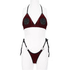 DEVIL FASHION Women's Gothic Star Tie Side Bikini Wine Red