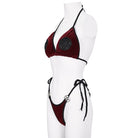 DEVIL FASHION Women's Gothic Star Tie Side Bikini Wine Red