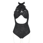 DEVIL FASHION Damen Gothic-Badeanzug mit Riemchenausschnitt und Spitze