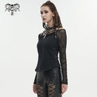DEVIL FASHION Damen Gothic Strappy Neckholder Mesh Shirt