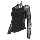 DEVIL FASHION Damen Gothic Strappy Neckholder Mesh Shirt