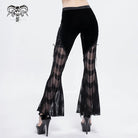 DEVIL FASHION Women's Gothic Strappy Lace Splice Flared Leggings