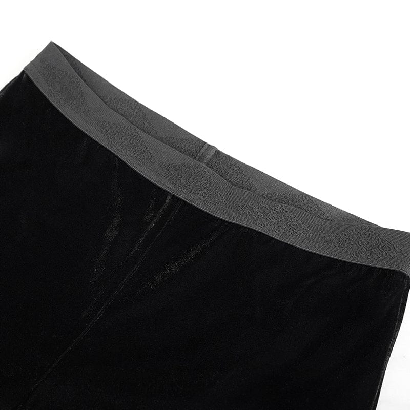 DEVIL FASHION Women's Gothic Strappy Lace Splice Flared Leggings