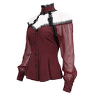 DEVIL FASHION Women's Gothic Strappy Off Shoulder Halterneck Shirt Red