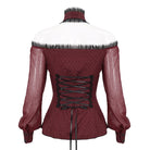 DEVIL FASHION Women's Gothic Strappy Off Shoulder Halterneck Shirt Red