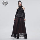DEVIL FASHION Women's Gothic Strappy Off Shoulder Lace Hem Black Shirt