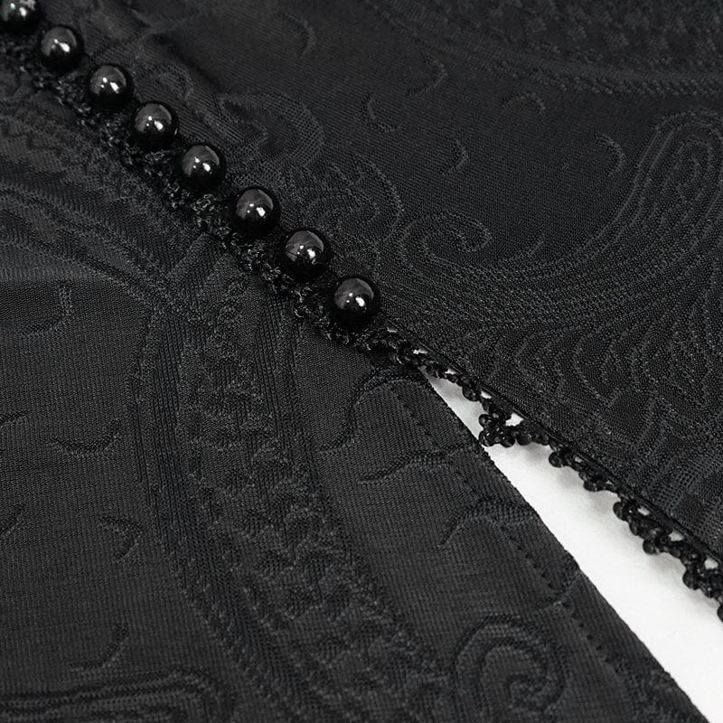 DEVIL FASHION Women's Gothic Strappy Plunging Floral Embroidered Dress