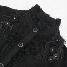 DEVIL FASHION Women's Gothic Strappy Puff Sleeved Ruched Black Shirt