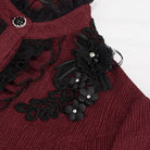 DEVIL FASHION Women's Gothic Strappy Puff Sleeved Ruched Red Shirt