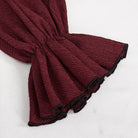 DEVIL FASHION Women's Gothic Strappy Puff Sleeved Ruched Red Shirt