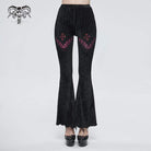 DEVIL FASHION Women's Gothic Strappy Splice Ribbed Flared Pants