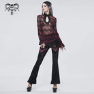 DEVIL FASHION Women's Gothic Strappy Splice Ribbed Flared Pants