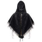 DEVIL FASHION Women's Gothic Strappy Unedged Cloak with Hood Black