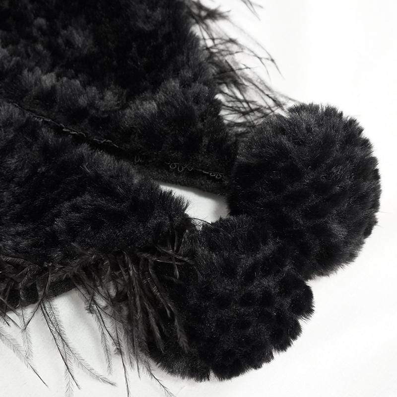 DEVIL FASHION Women's Gothic Strappy Unedged Cloak with Hood Black