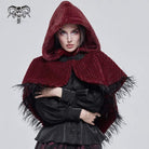 DEVIL FASHION Women's Gothic Strappy Unedged Cloak with Hood Red