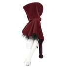 DEVIL FASHION Women's Gothic Strappy Unedged Cloak with Hood Red
