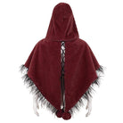 DEVIL FASHION Women's Gothic Strappy Unedged Cloak with Hood Red