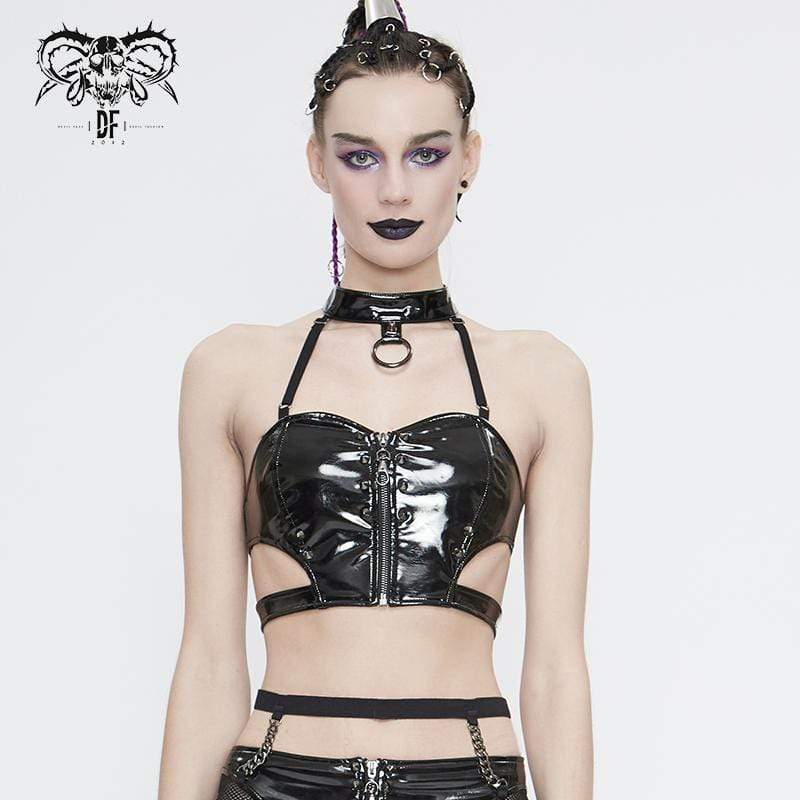 Women's Gothic Studded Faux Leather Sweet Heart Bustiers