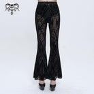 DEVIL FASHION Women's Gothic Totem Printed Sheer Flared Pants