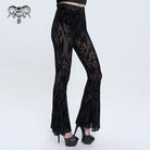 DEVIL FASHION Women's Gothic Totem Printed Sheer Flared Pants