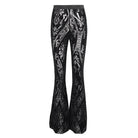 DEVIL FASHION Women's Gothic Totem Printed Sheer Flared Pants