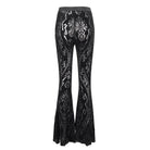 DEVIL FASHION Women's Gothic Totem Printed Sheer Flared Pants