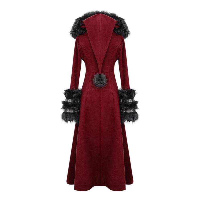 Women's Gothic Winter Warm Overcoats With Detachable Fluffy Accessories