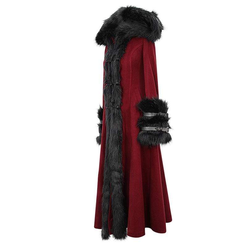 Women's Gothic Winter Warm Overcoats With Detachable Fluffy Accessories