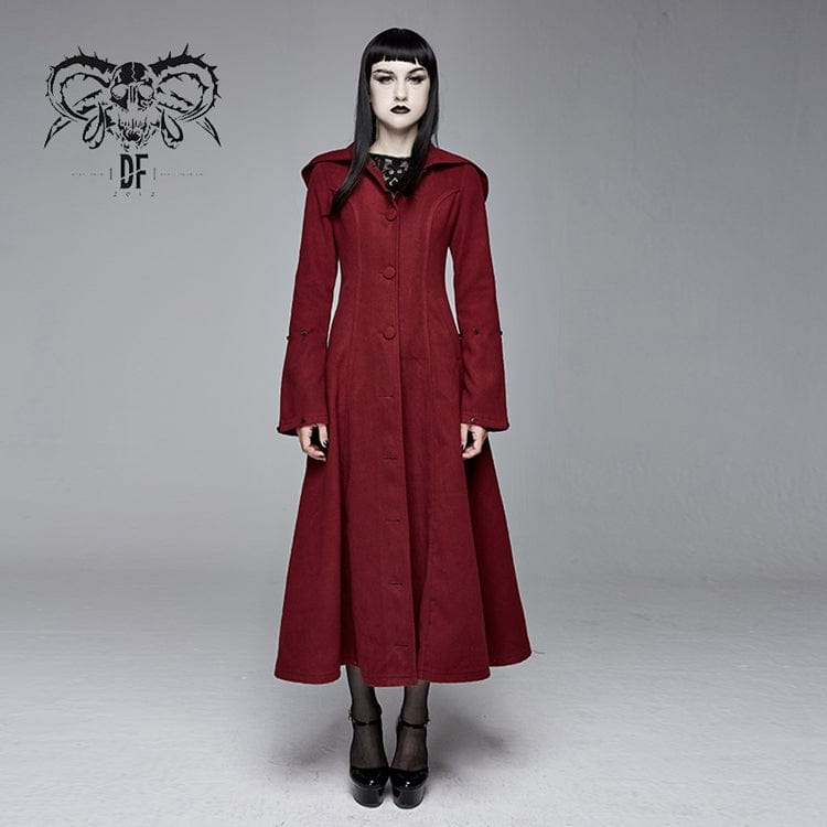 Devil Fashion Women's Gothic Winter Warm Overcoats With Detachable Fluffy Accessories