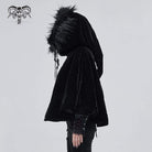 DEVIL FASHION Women's Gothic Zipper Velvet Cloak with Witch Hood