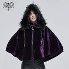 DEVIL FASHION Women's Gothic Zipper Velvet Cloak with Witch Hood