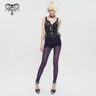 DEVIL FASHION Women's Grunge Chromatic Scaly Sheer Mesh Leggings