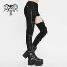 Women's Grunge Cutout Ripped Pants With Rivets And Chains