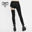 Women's Grunge Cutout Ripped Pants With Rivets And Chains