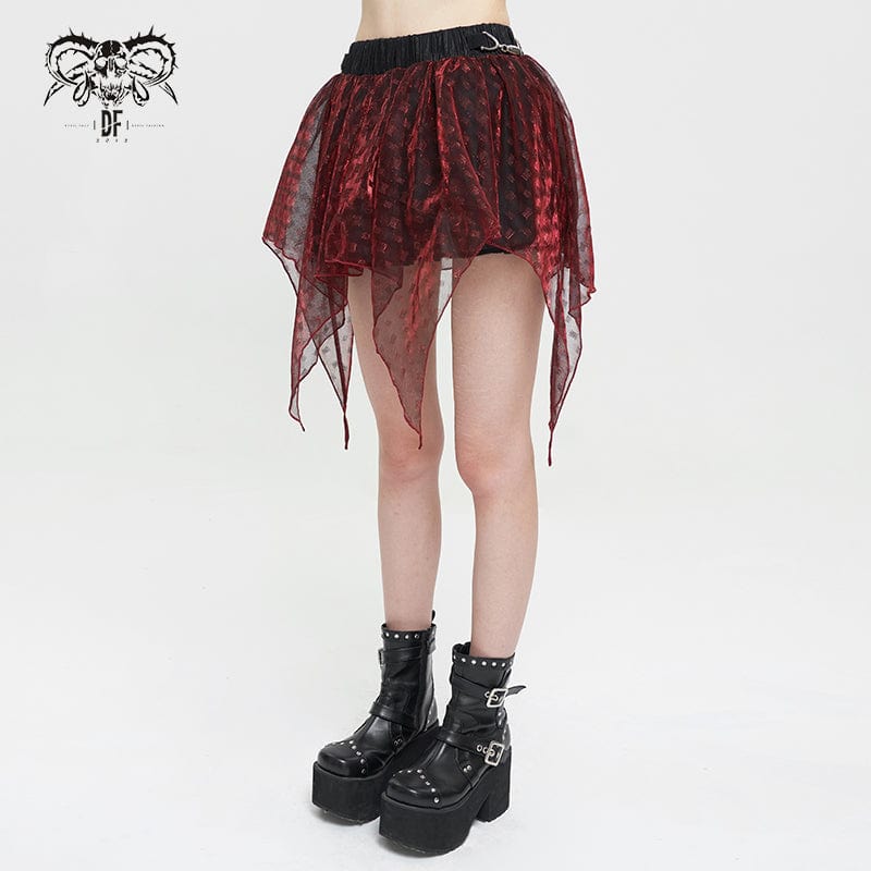 Women's Grunge Double Color Irregular Layered Mesh Skirt – Punk Design