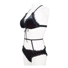 Women's Grunge Lace Black Bikini with Boyshort Bottoms