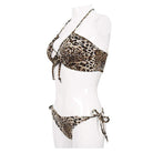 Women's Grunge Leopard Printed Halterneck Side Tie Bikini