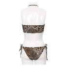 Women's Grunge Leopard Printed Halterneck Side Tie Bikini
