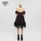 DEVIL FASHION Women's Grunge Off Shoulder Cheongsam Collar Plaid Dress
