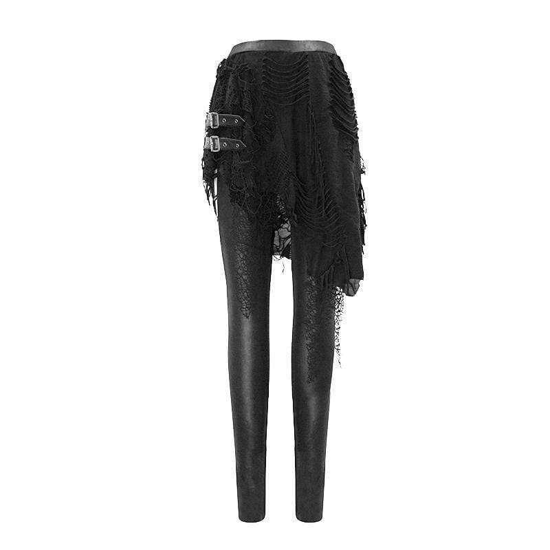 Women's Grunge Ripped Frayed Belts Leggings