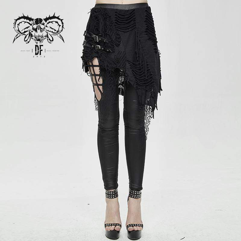 Women's Grunge Ripped Frayed Belts Leggings – Punk Design