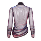 DEVIL FASHION Women's Grunge Slash Shoulder Chromatic Sheer Shirt