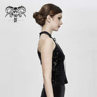 DEVIL FASHION Women's Lace-up Sheer Constellation Moon Tank Tops