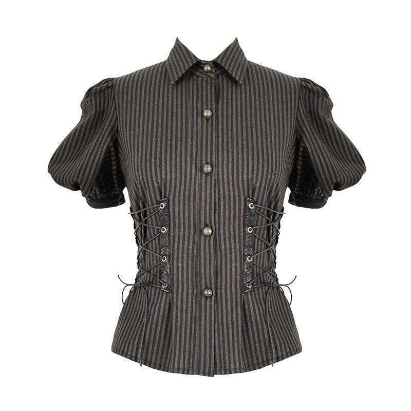Women's Lace-up Steampunk Short Sleeve Shirts