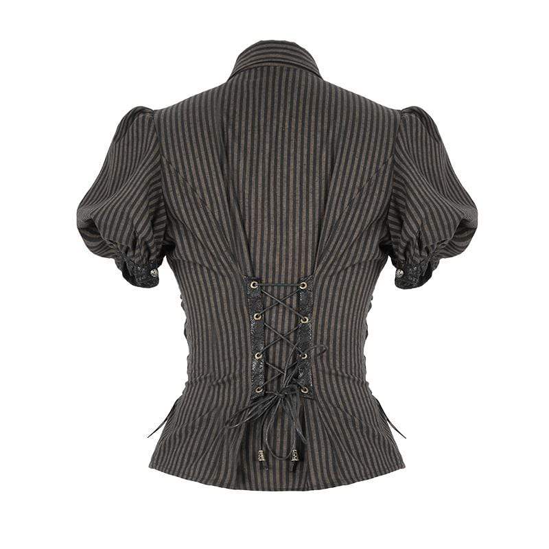 Women's Lace-up Steampunk Short Sleeve Shirts
