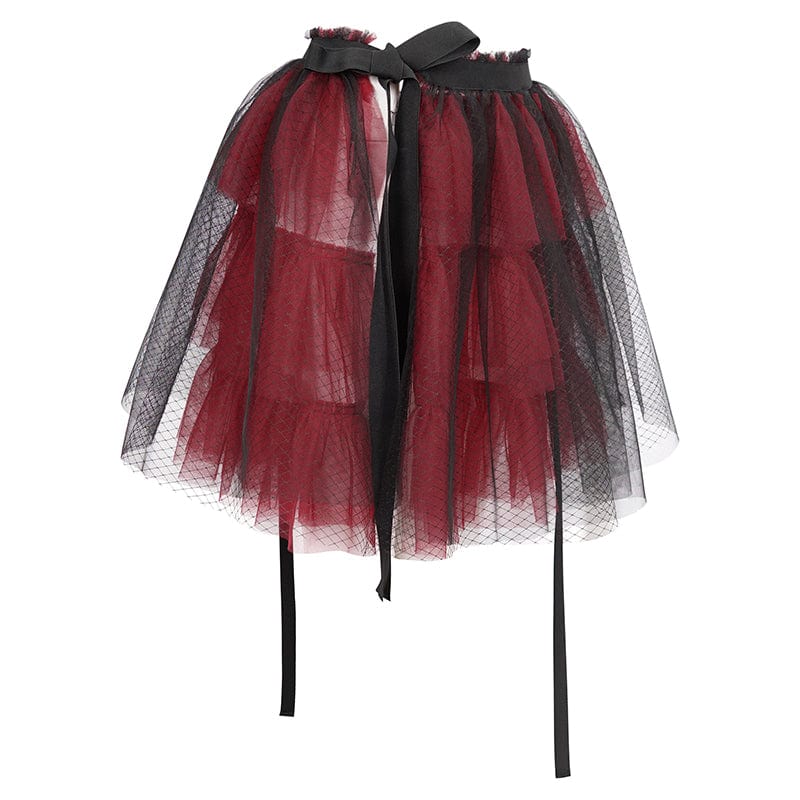 DEVIL FASHION Women's Lolita Strappy Layered Mesh Skirt