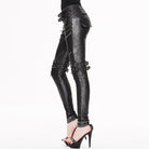 DEVIL FASHION Women's Low Rise Skinny Leather Punk Trousers