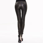 DEVIL FASHION Women's Low Rise Skinny Leather Punk Trousers