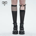 DEVIL FASHION Women's Punk Asymmetrical Mesh Splice Socks with Garter